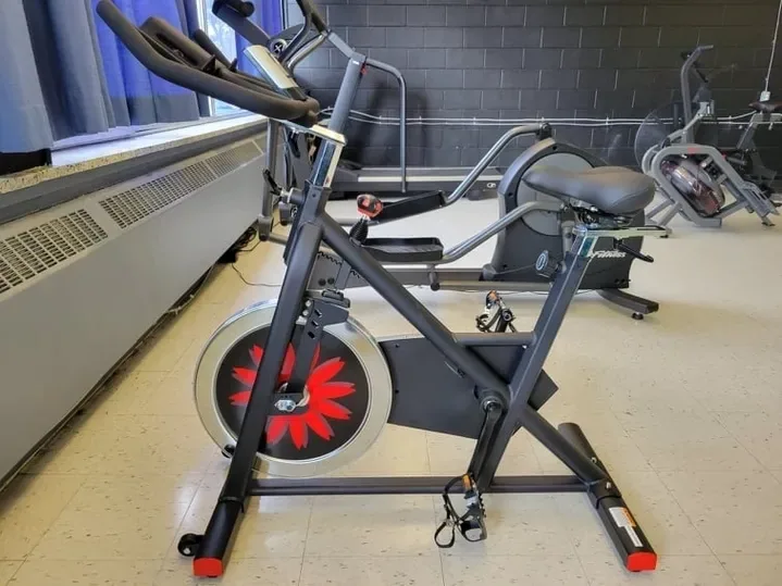 Indoor cycling bike and cardio machines at the DQ Ballroom & Fitness center in Ottawa